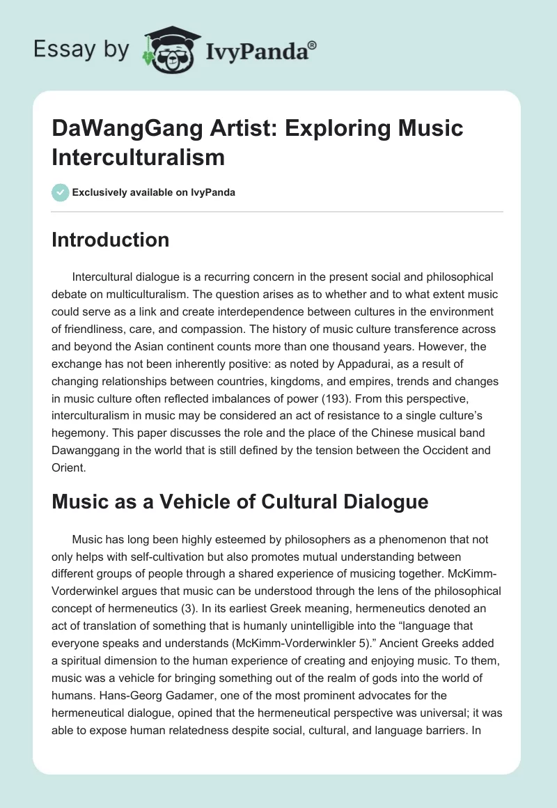 DaWangGang Artist: Exploring Music Interculturalism. Page 1