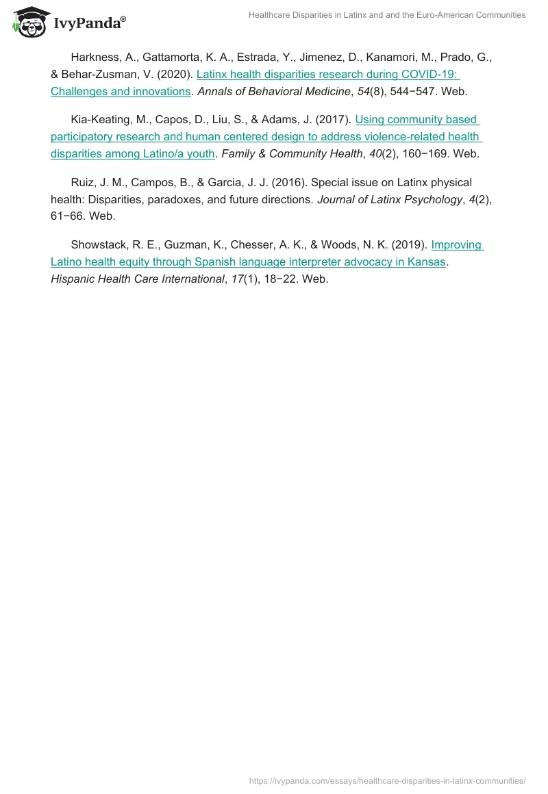Healthcare Disparities in Latinx and and the Euro-American Communities. Page 4