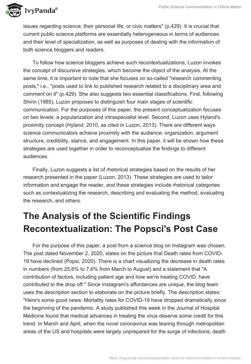 Public Science Communication in Online Media. Page 2