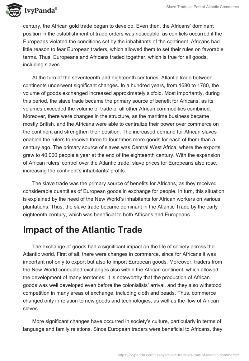 Slave Trade as Part of Atlantic Commerce. Page 2
