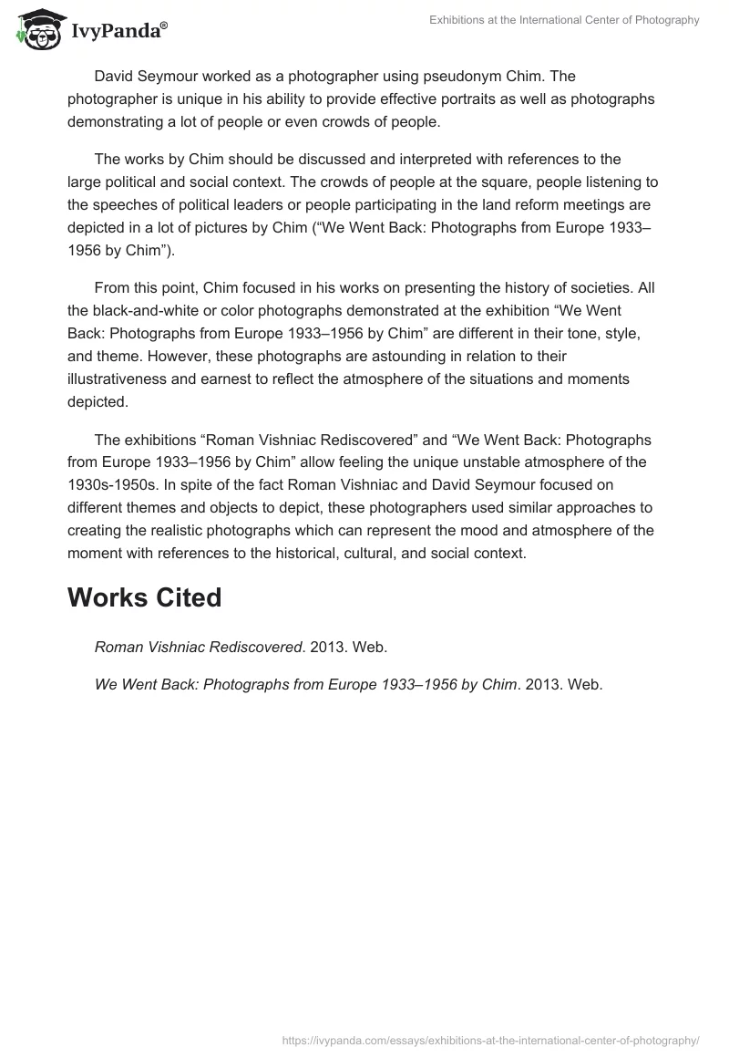 Exhibitions at the International Center of Photography. Page 2
