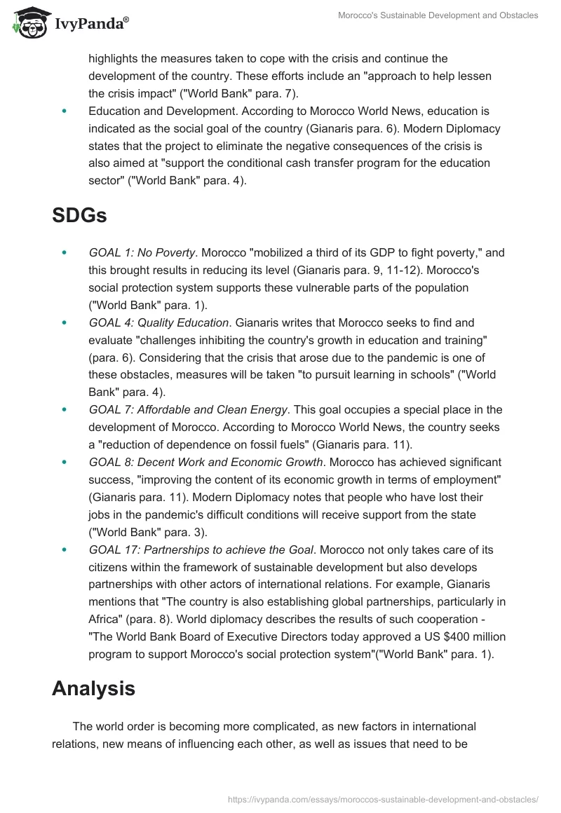 Morocco's Sustainable Development and Obstacles. Page 2