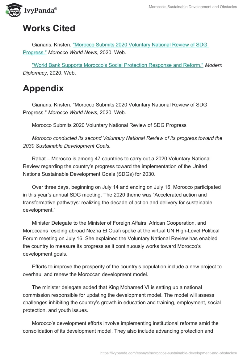 Morocco's Sustainable Development and Obstacles. Page 4