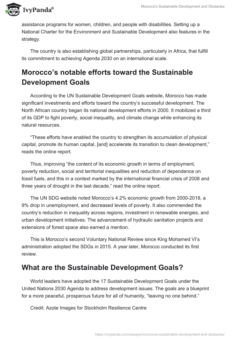 Morocco's Sustainable Development and Obstacles. Page 5