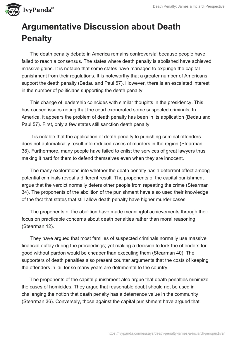 Death Penalty: James a Inciardi Perspective. Page 2