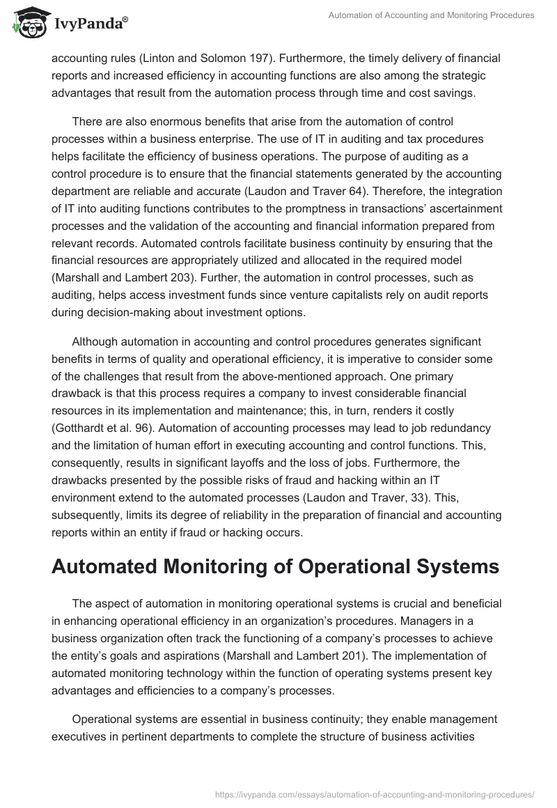 Automation of Accounting and Monitoring Procedures. Page 2