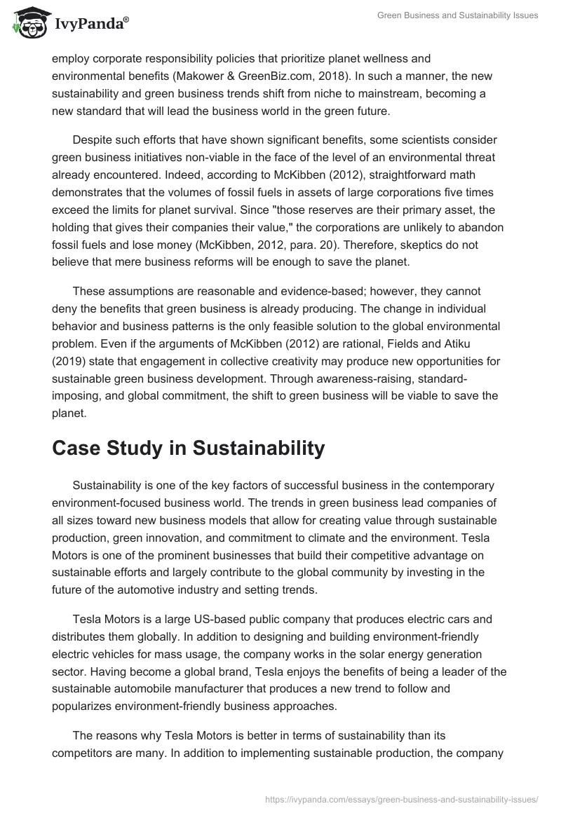 Green Business and Sustainability Issues. Page 2