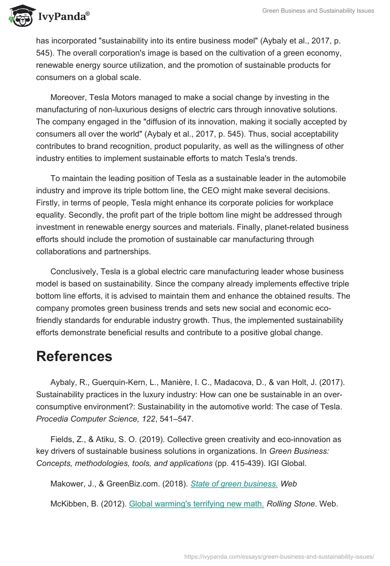 Green Business and Sustainability Issues. Page 3