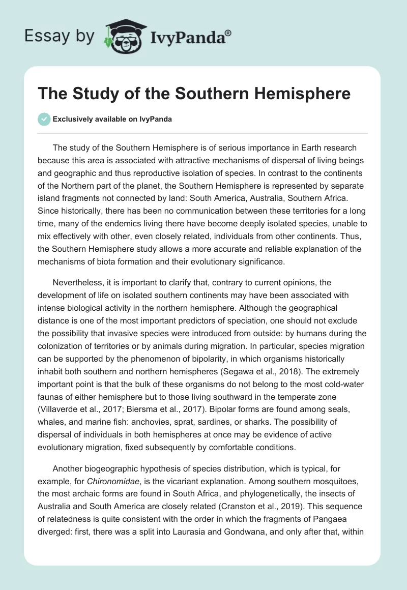 The Study of the Southern Hemisphere. Page 1