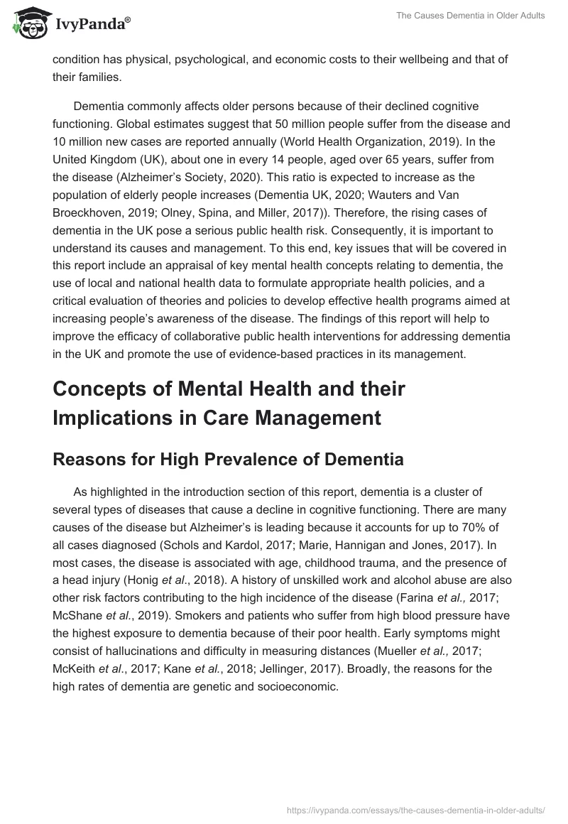 The Causes Dementia in Older Adults. Page 2