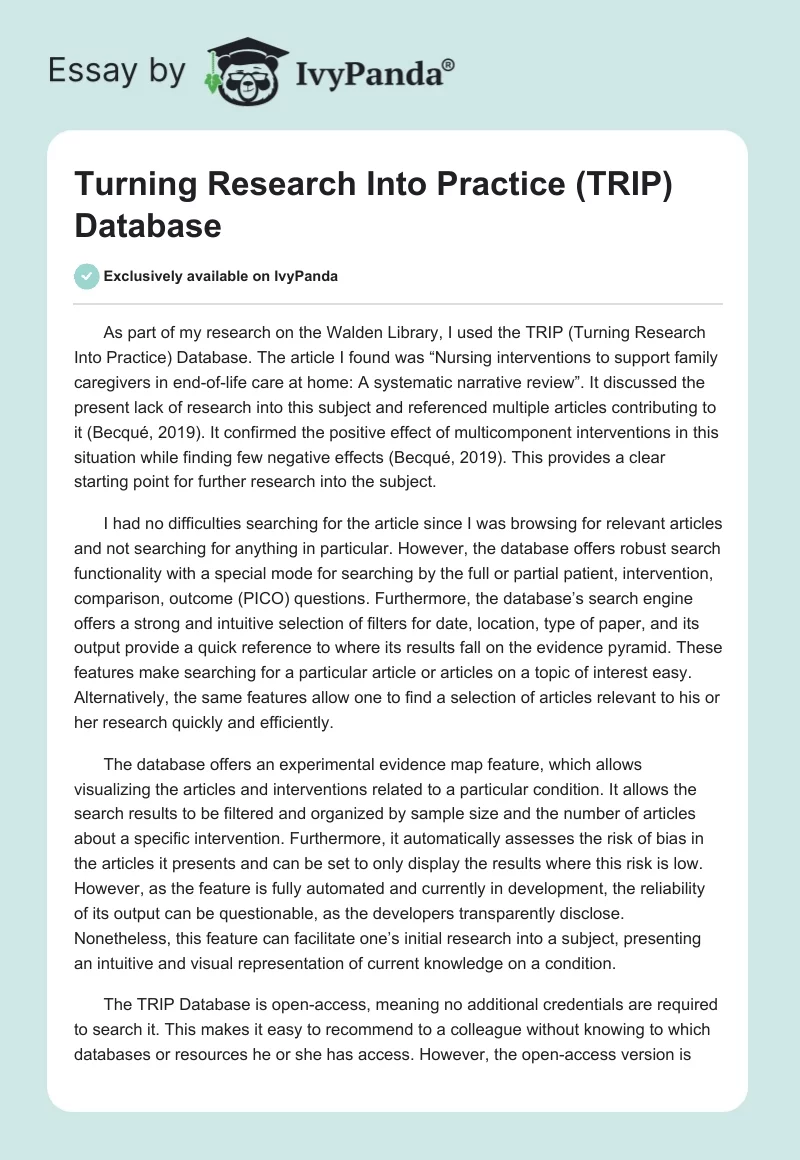 Turning Research Into Practice (TRIP) Database. Page 1