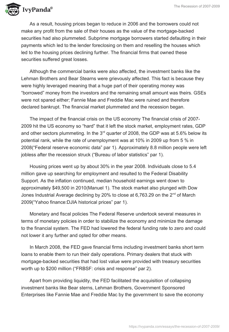 The Recession of 2007-2009. Page 3