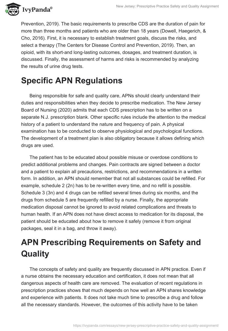 New Jersey: Prescriptive Practice Safety and Quality Assignment. Page 3
