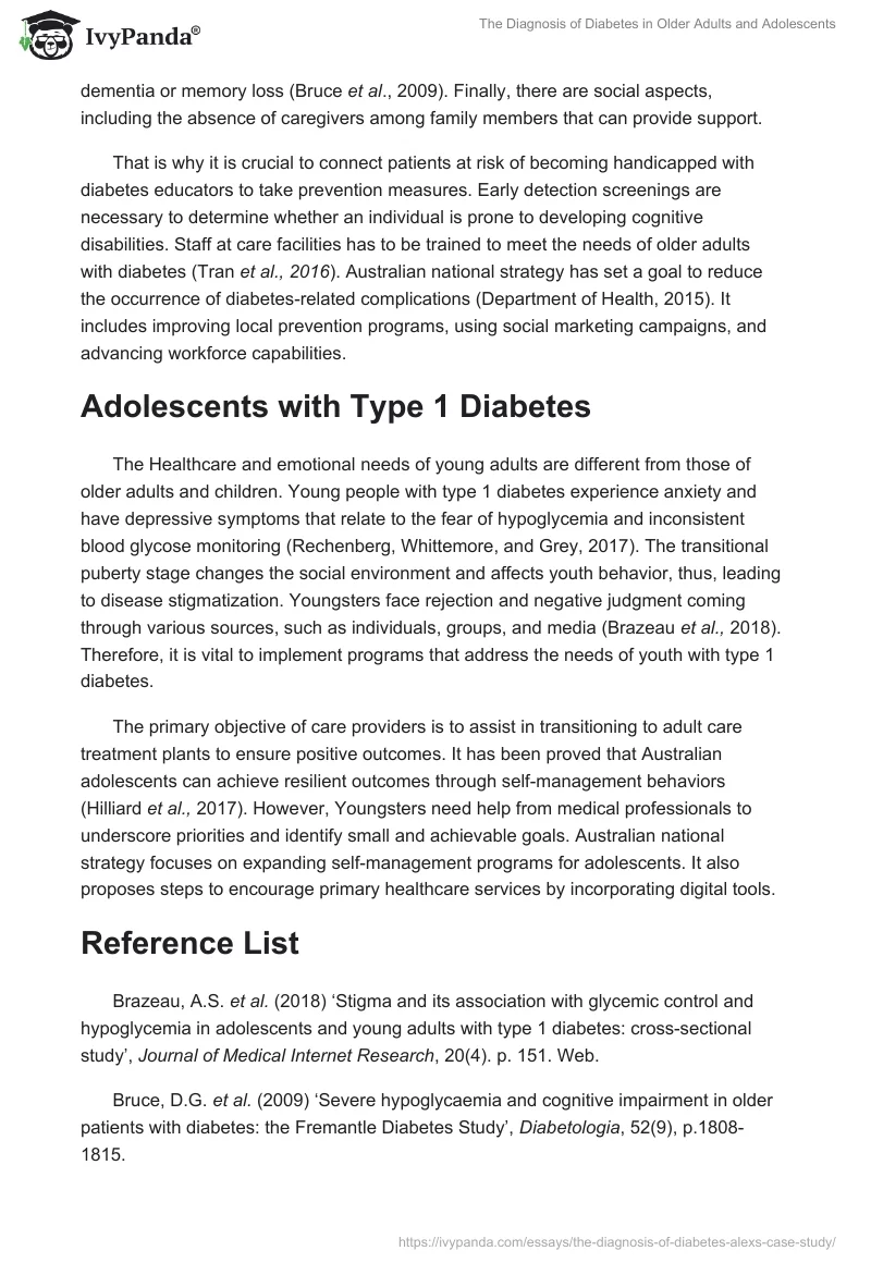 The Diagnosis of Diabetes in Older Adults and Adolescents. Page 2