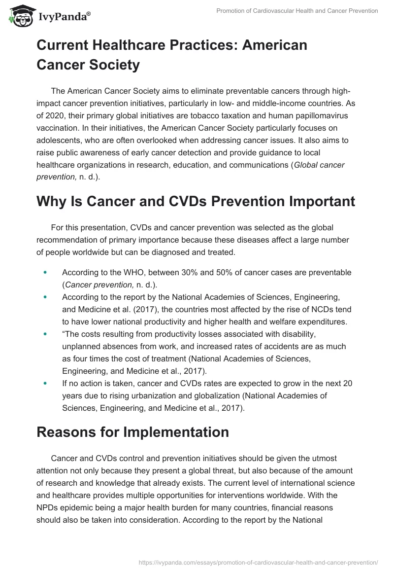 Promotion of Cardiovascular Health and Cancer Prevention. Page 4