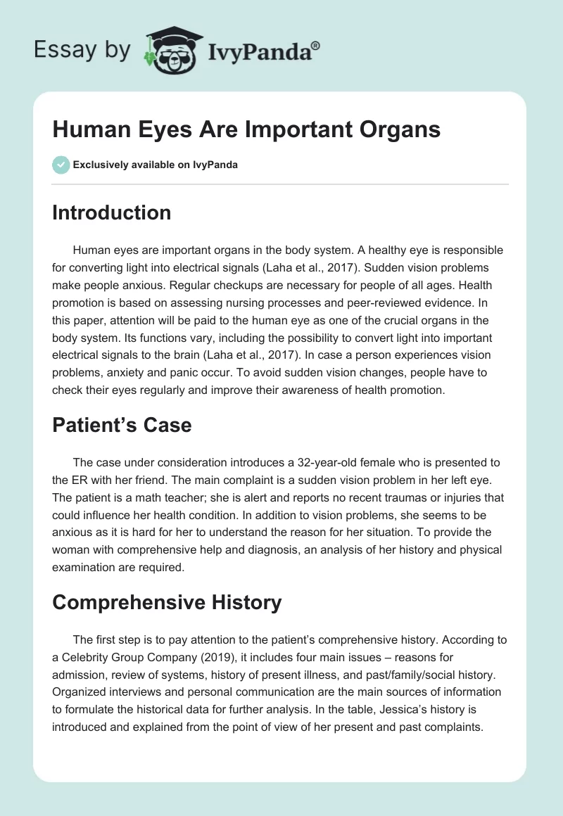 Human Eyes Are Important Organs. Page 1