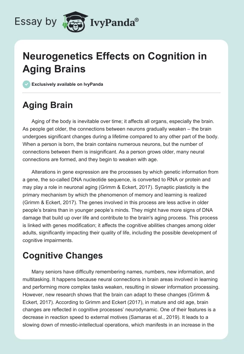 Neurogenetics Effects on Cognition in Aging Brains. Page 1