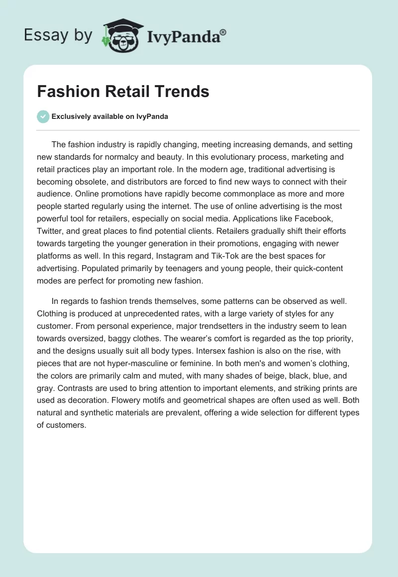 Fashion Retail Trends. Page 1