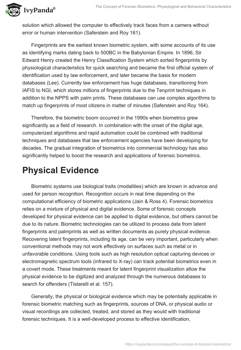 The Concept of Forensic Biometrics: Physiological and Behavioral Characteristics. Page 2