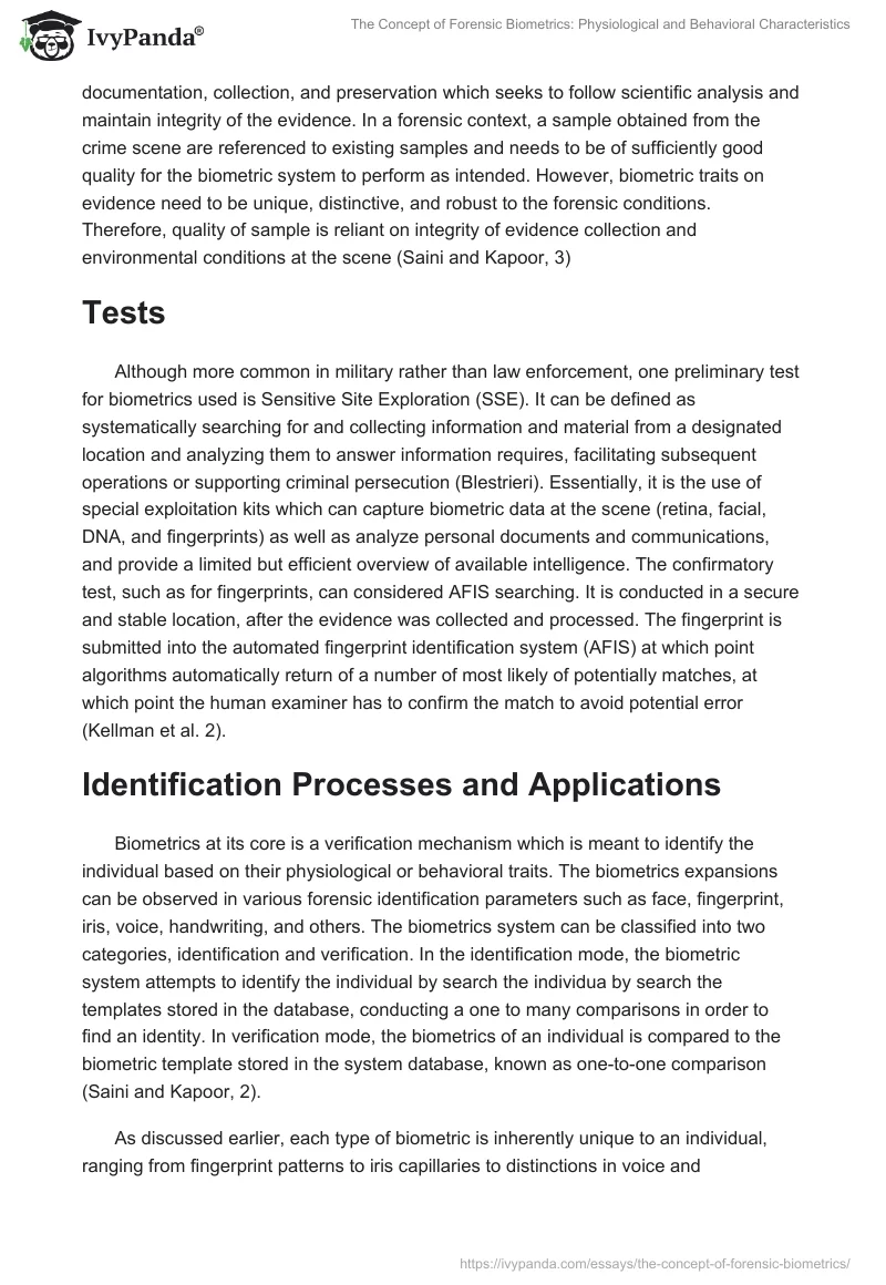 The Concept of Forensic Biometrics: Physiological and Behavioral Characteristics. Page 3