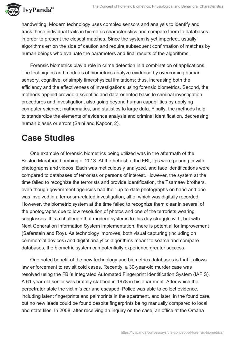 The Concept of Forensic Biometrics: Physiological and Behavioral Characteristics. Page 4