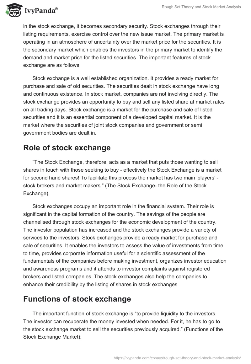 Rough Set Theory and Stock Market Analysis. Page 3
