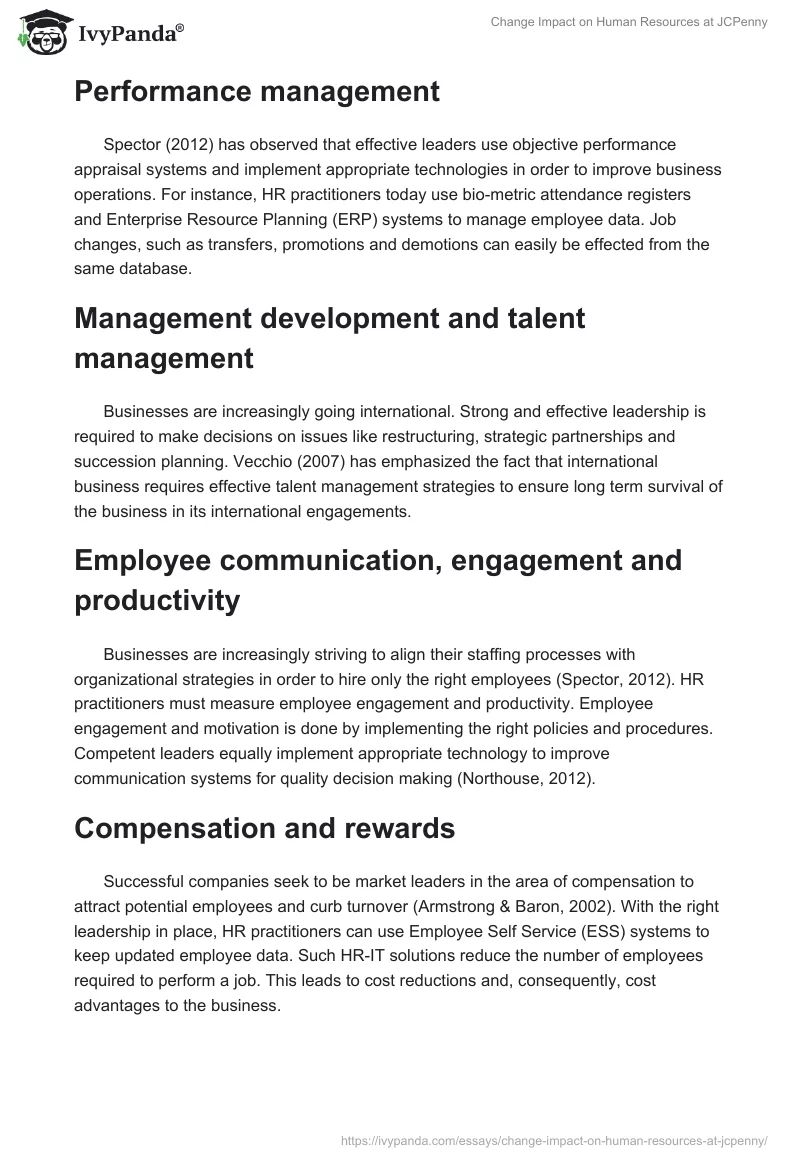 Change Impact on Human Resources at JCPenny. Page 2
