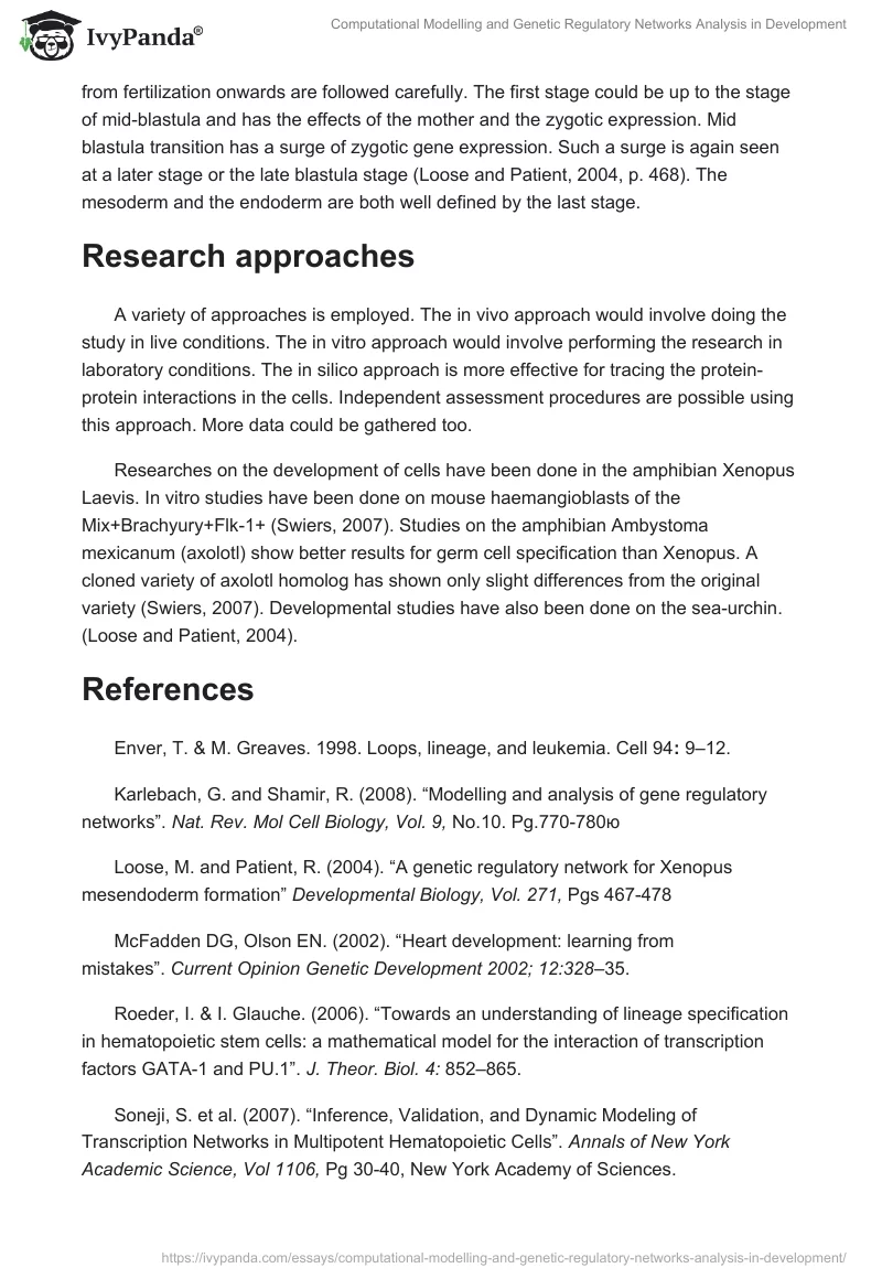 Computational Modelling and Genetic Regulatory Networks Analysis in Development. Page 4