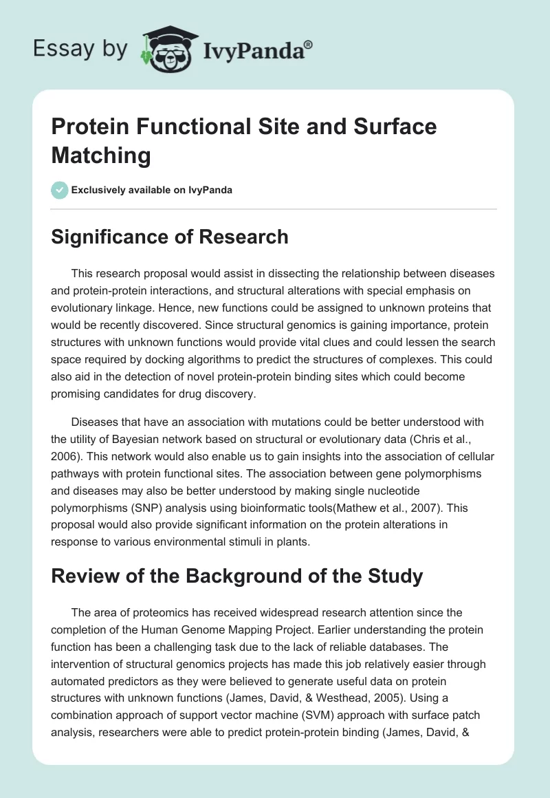 Protein Functional Site and Surface Matching. Page 1