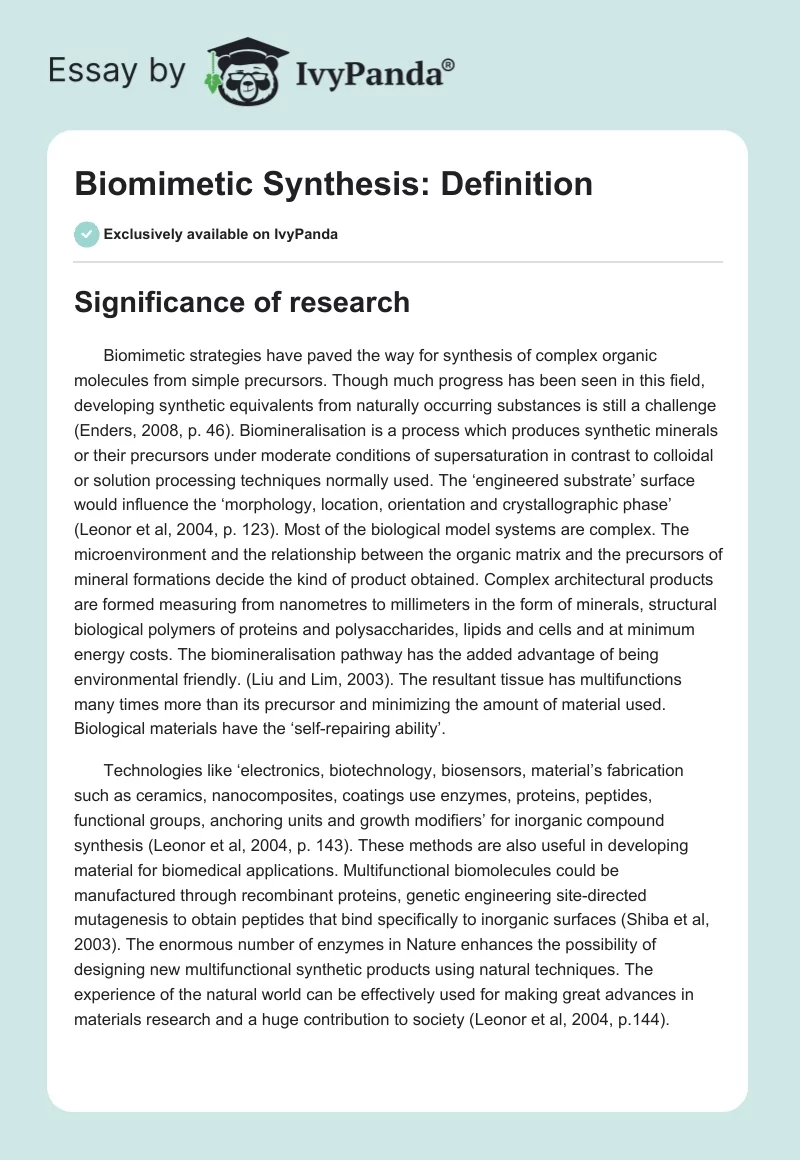 Biomimetic Synthesis: Definition. Page 1