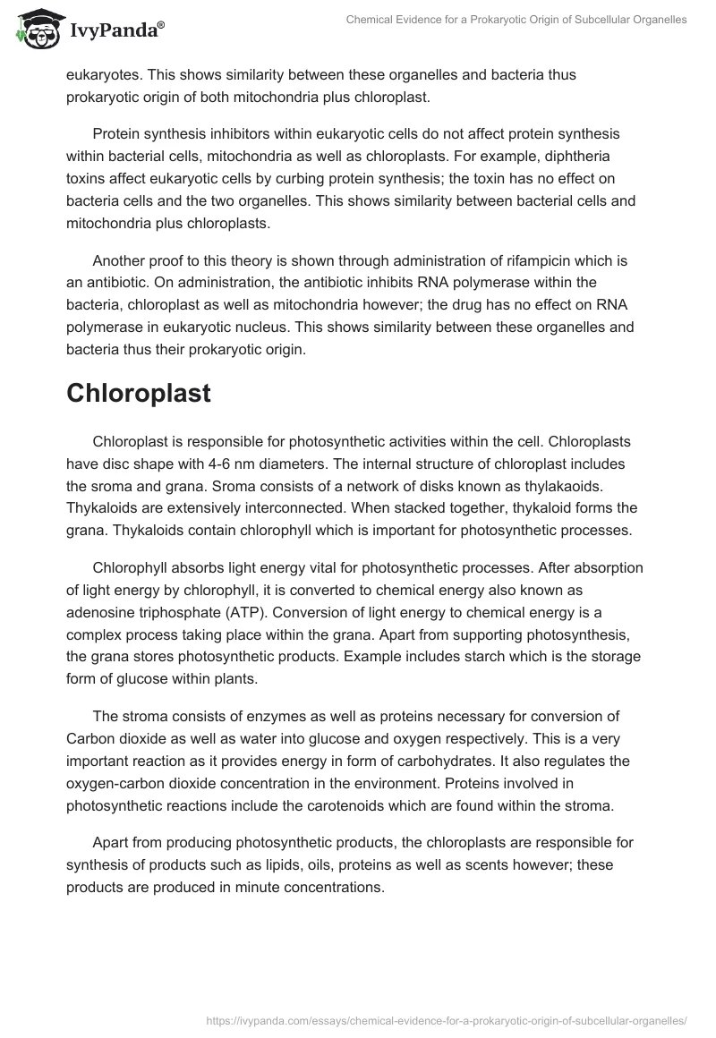 Chemical Evidence for a Prokaryotic Origin of Subcellular Organelles. Page 4