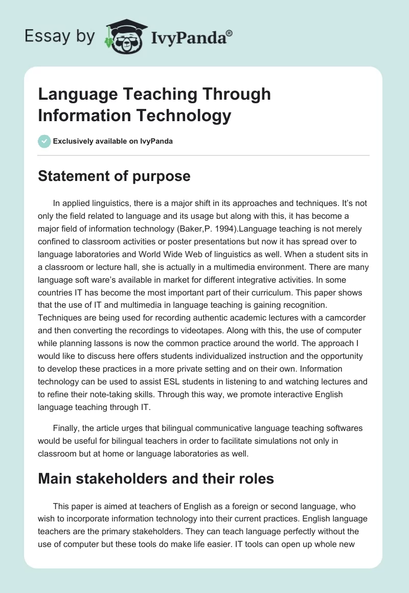 Language Teaching Through Information Technology. Page 1