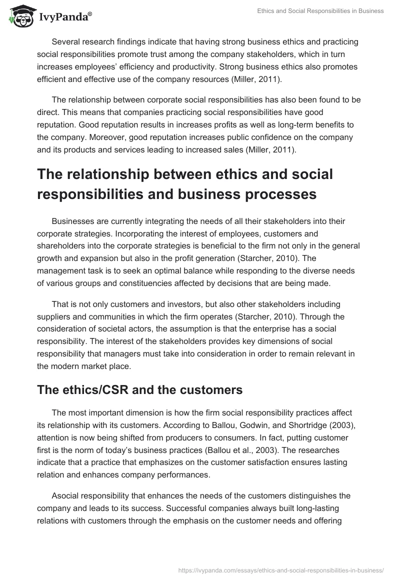 Ethics and Social Responsibilities in Business. Page 2