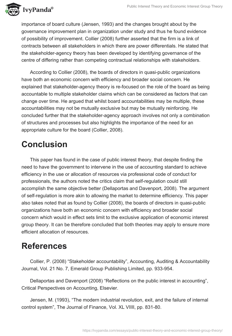 Public Interest Theory and Economic Interest Group Theory. Page 5