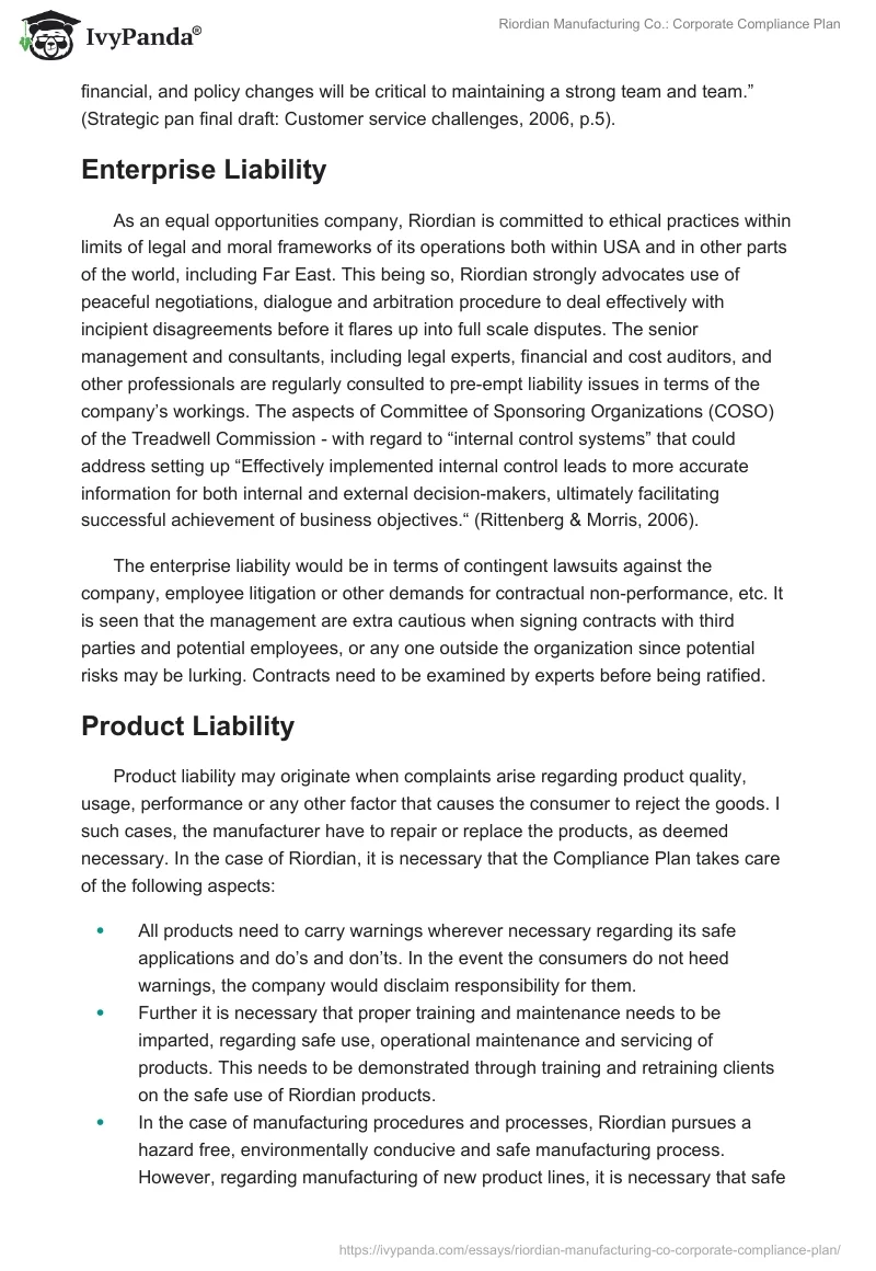 Riordian Manufacturing Co.: Corporate Compliance Plan. Page 3