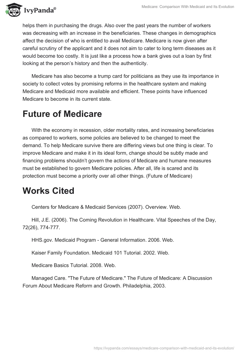 Medicare: Comparison With Medicaid and Its Evolution. Page 2