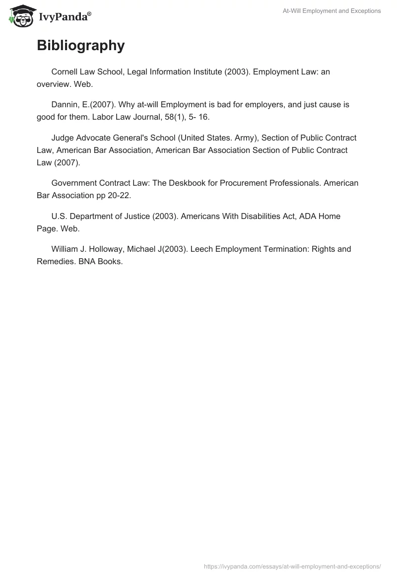 At-Will Employment and Exceptions. Page 3