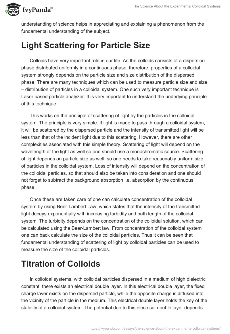 The Science About the Experiments: Colloidal Systems. Page 2