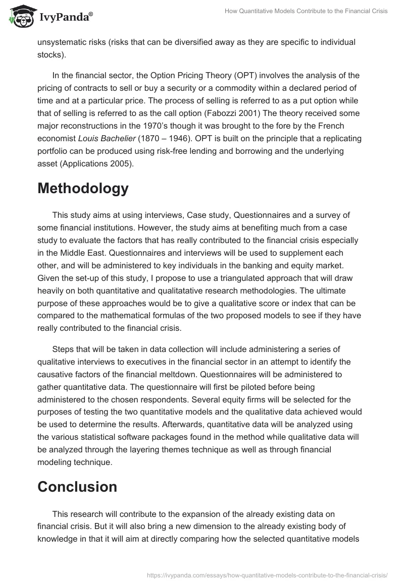 How Quantitative Models Contribute to the Financial Crisis. Page 5