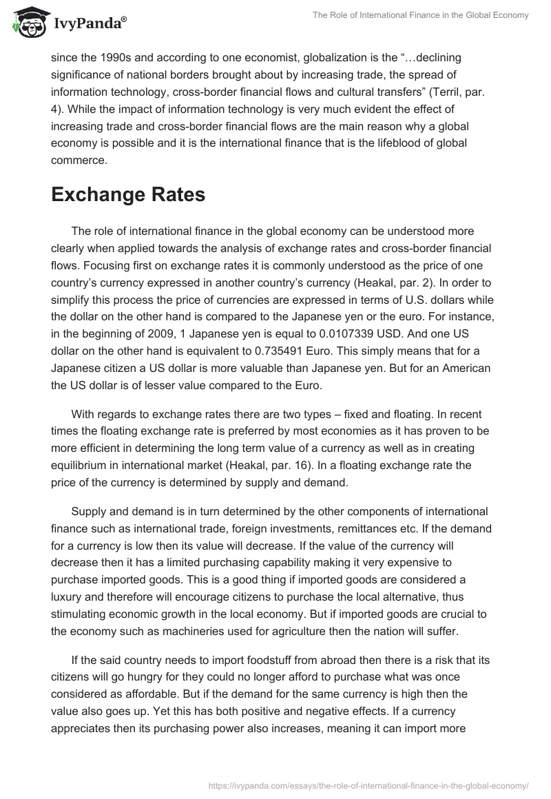 The Role of International Finance in the Global Economy. Page 2