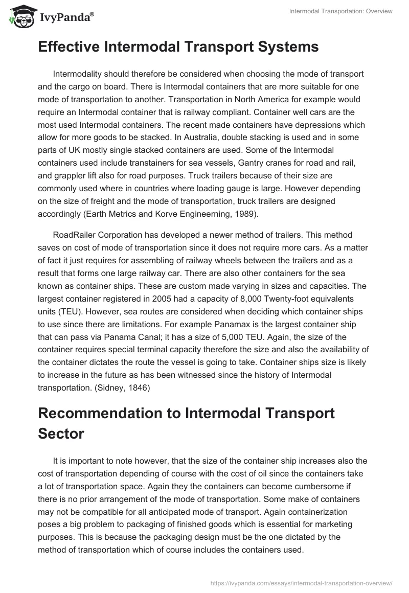 intermodal transportation research paper topics