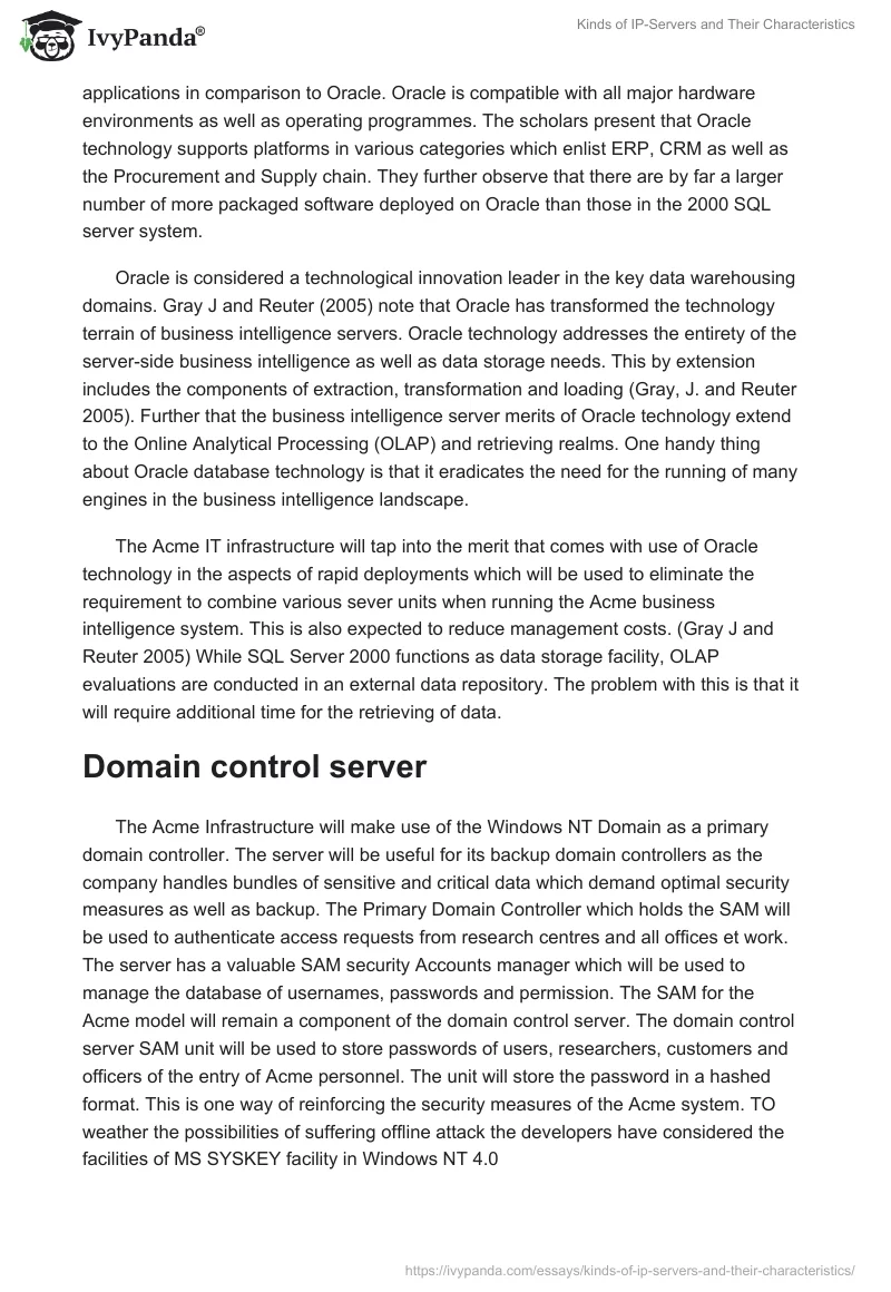 Kinds of IP-Servers and Their Characteristics. Page 3
