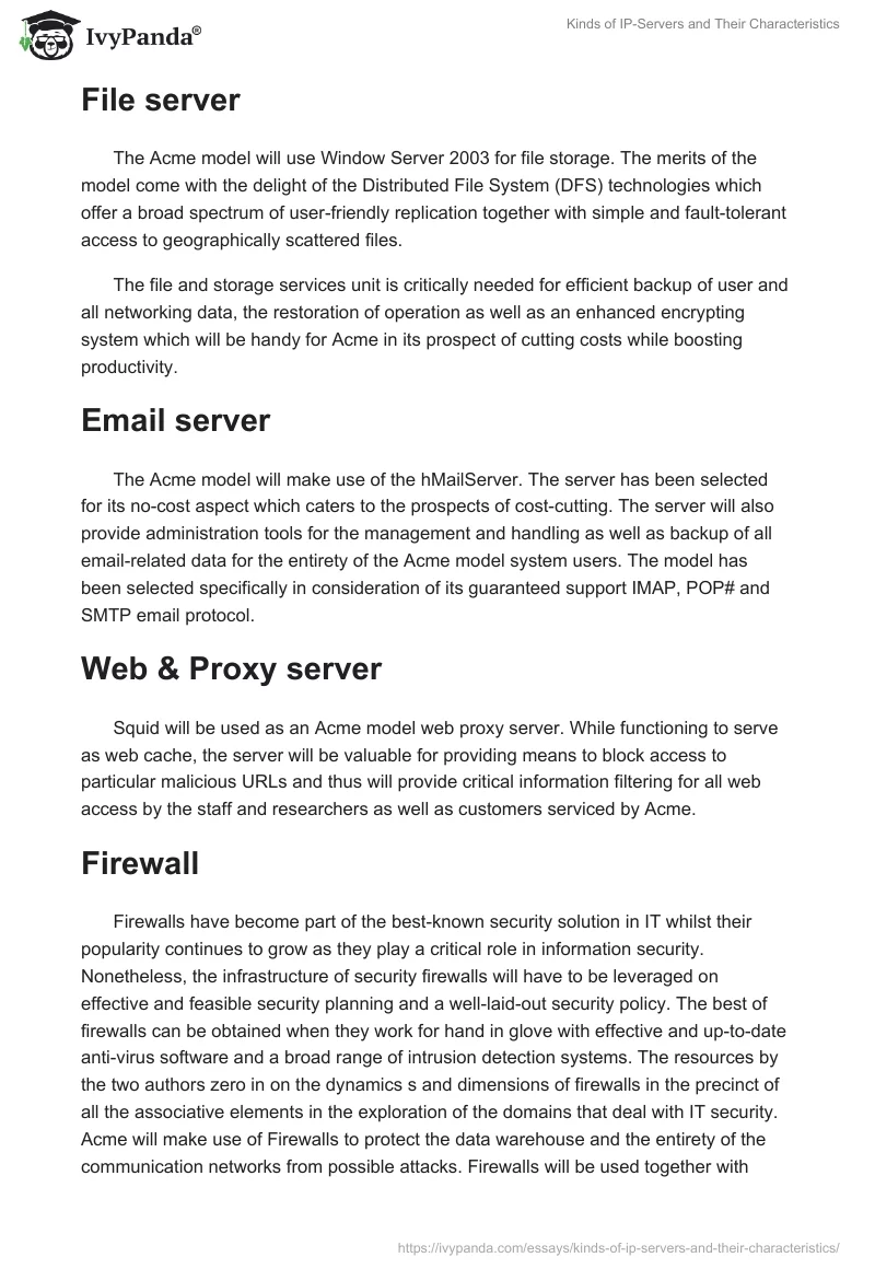 Kinds of IP-Servers and Their Characteristics. Page 4
