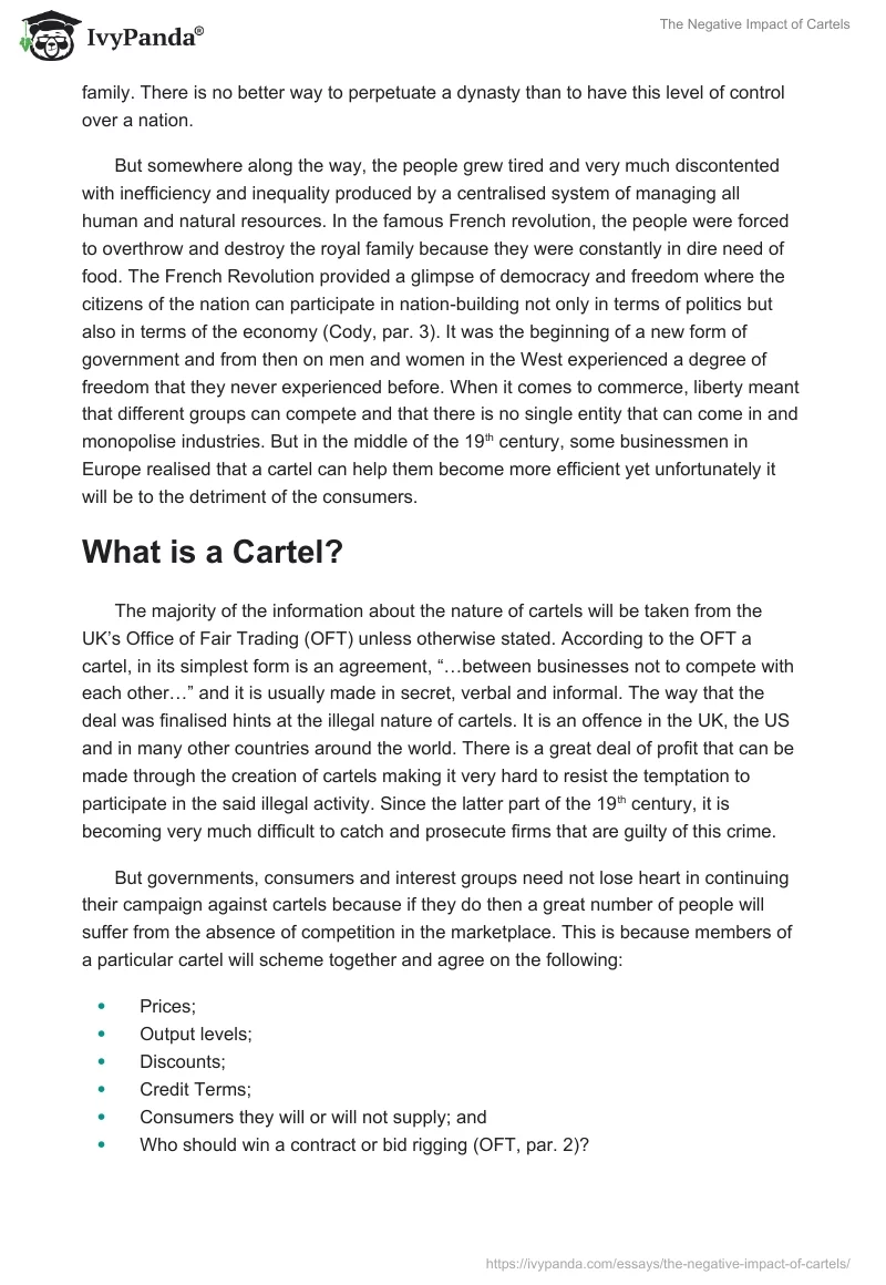 The Negative Impact of Cartels. Page 2