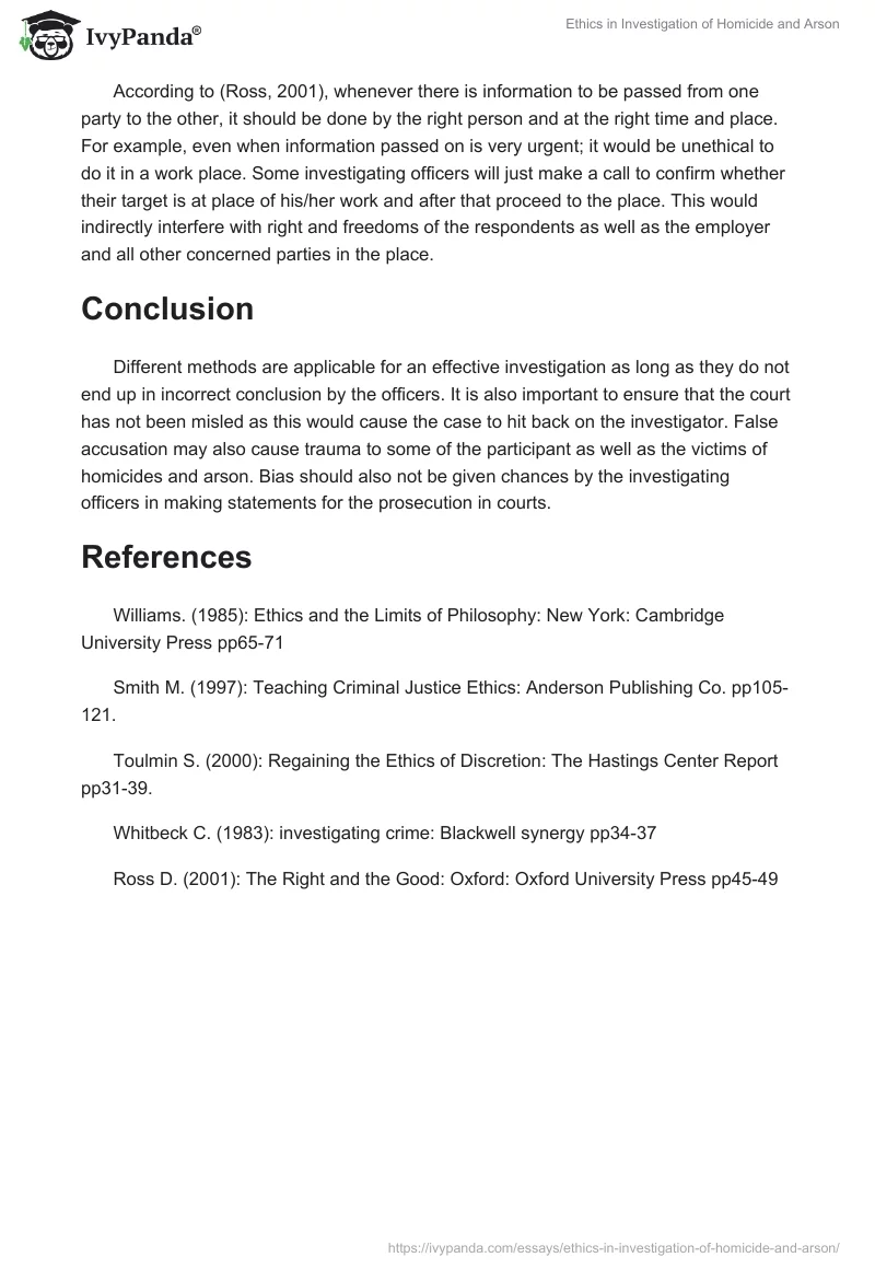 Ethics in Investigation of Homicide and Arson. Page 3