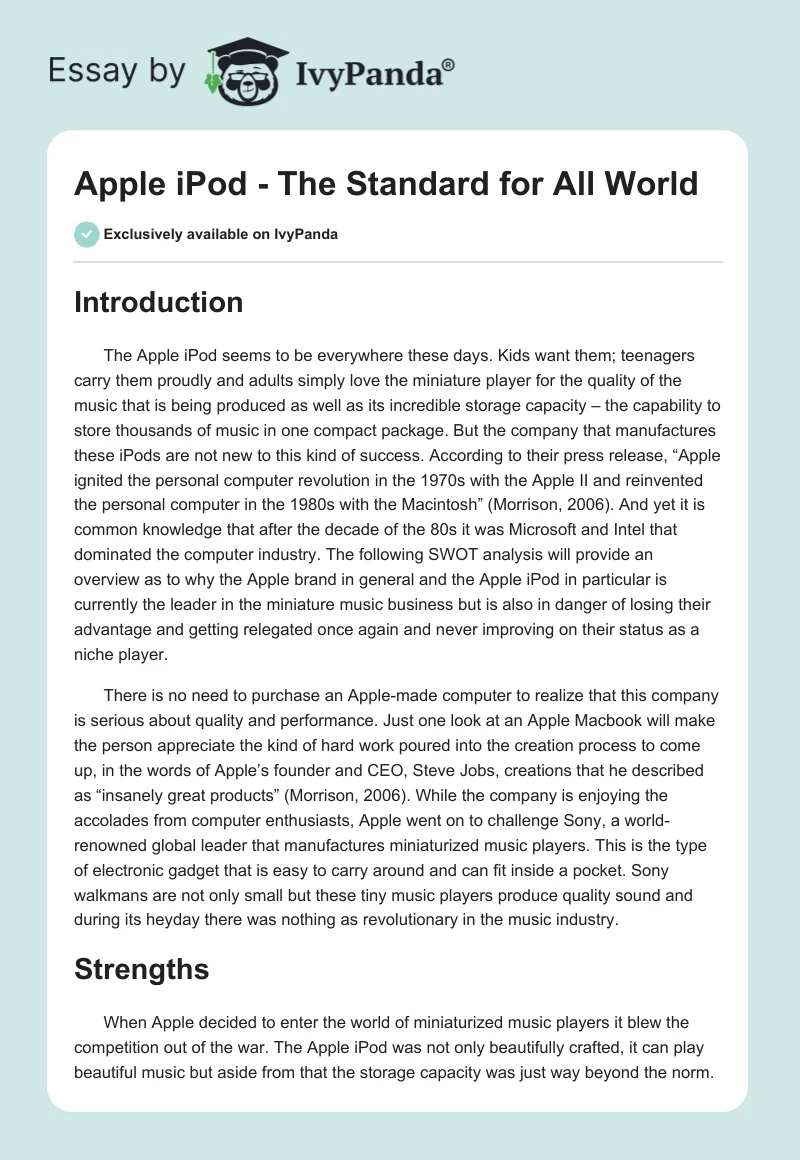 Apple iPod - The Standard for All World. Page 1