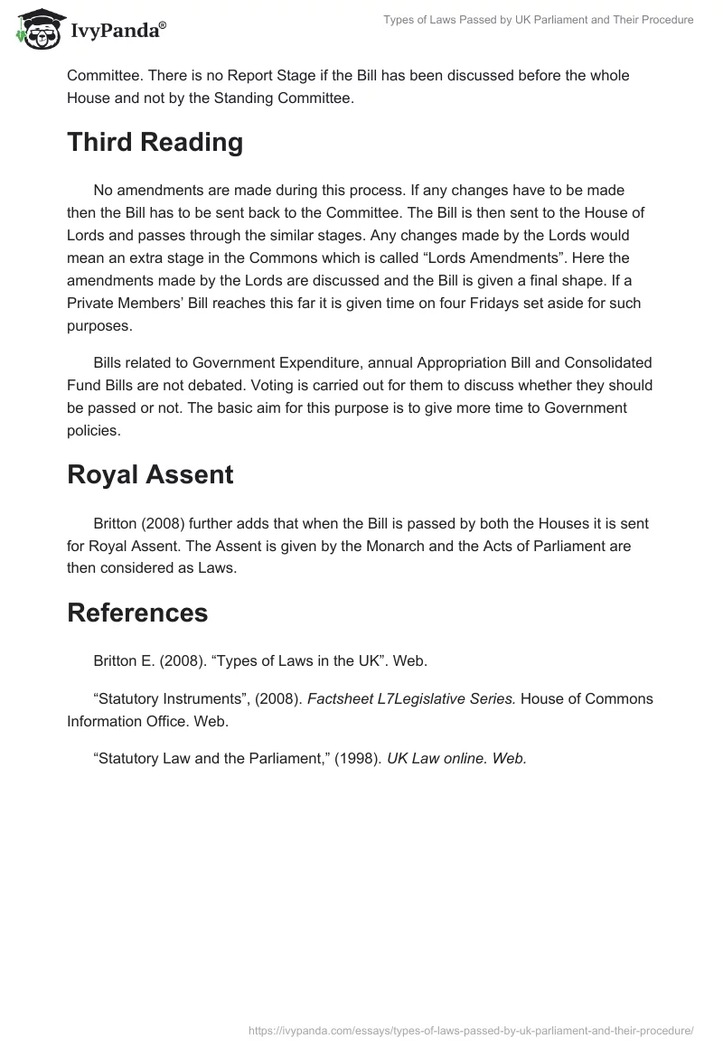 Types of Laws Passed by UK Parliament and Their Procedure. Page 4