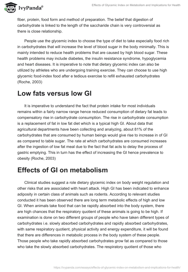 Effects of Glycemic Index on Metabolism and Implications for Health. Page 3