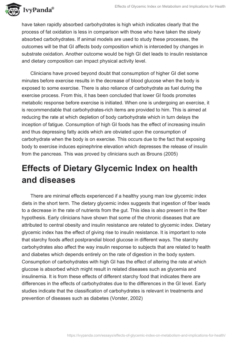 Effects of Glycemic Index on Metabolism and Implications for Health. Page 4
