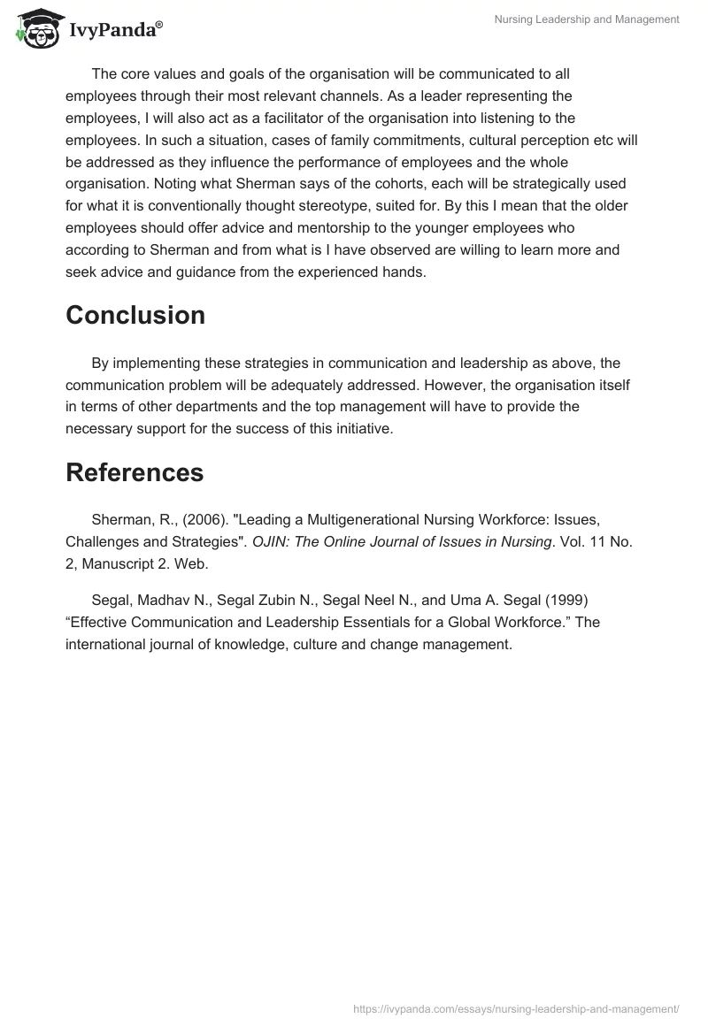 Nursing Leadership and Management. Page 3